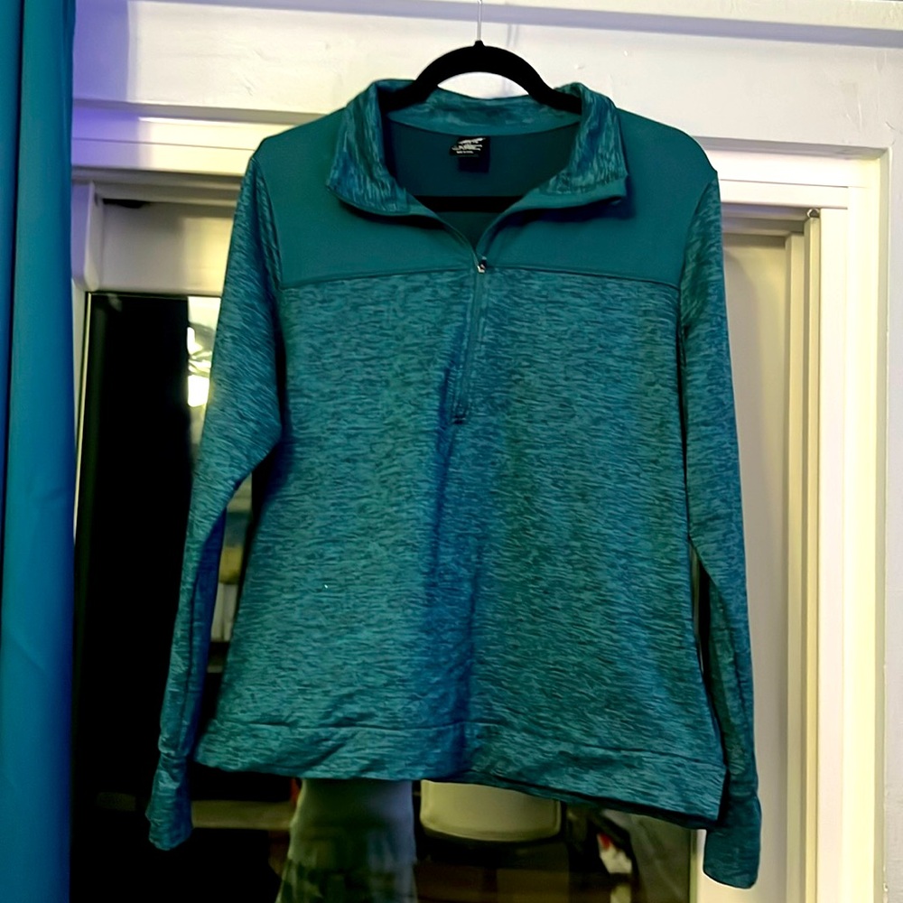 Teal Avid size large quarter zip pull over track jacket